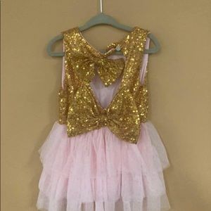 Pink Dres With Gold Top